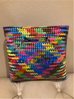 Mexican Artisan Multicolor Woven Handbag Clutch Geometric Boho Purse